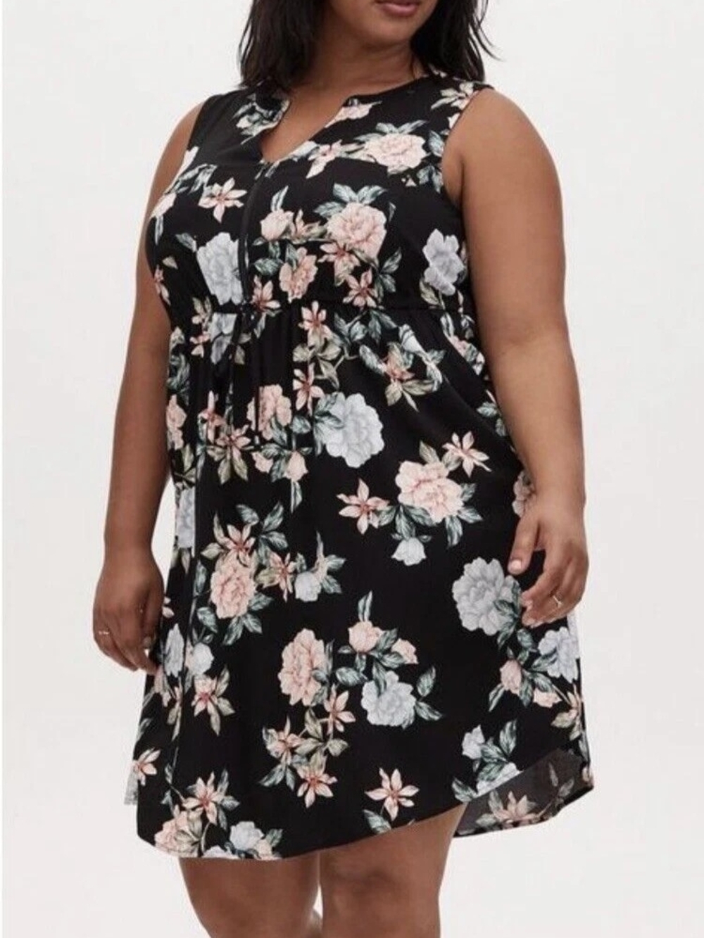 Torrid Black Floral Plus-Size Dress